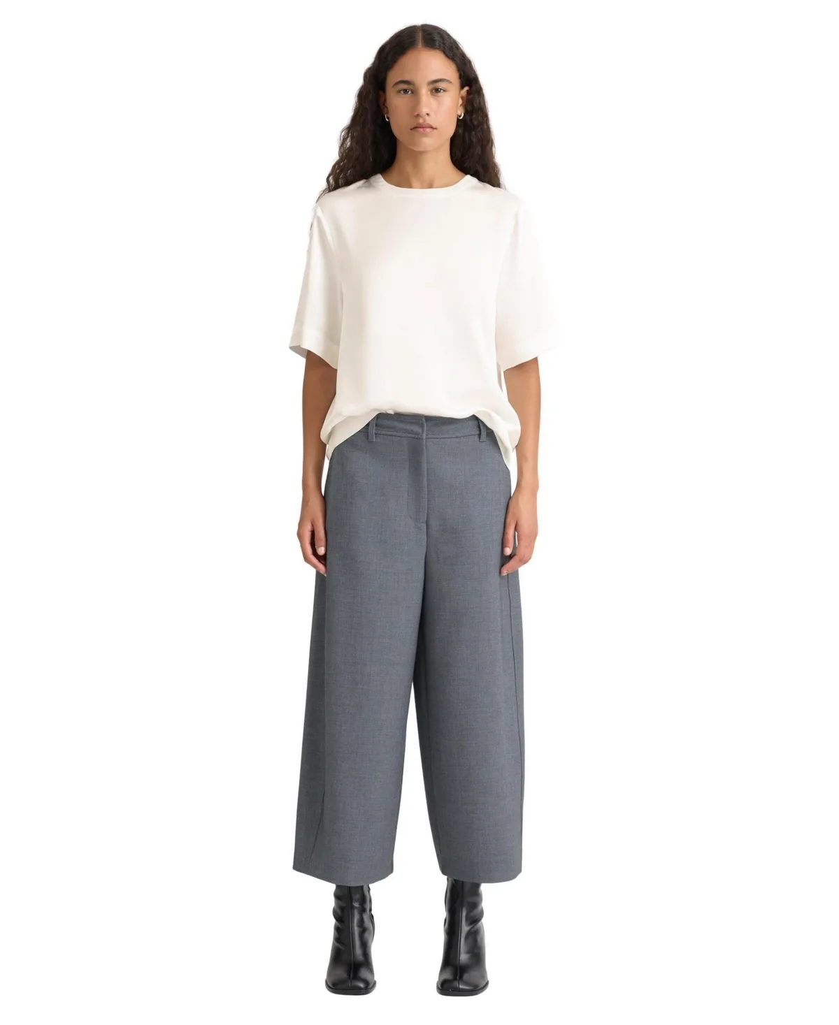 Mid Rise Wide Barrel Culotte Trousers by Albaray