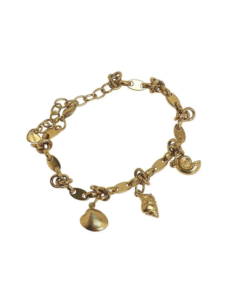 Adjustable Gold-Tone Shell Charm Bracelet by Sohi