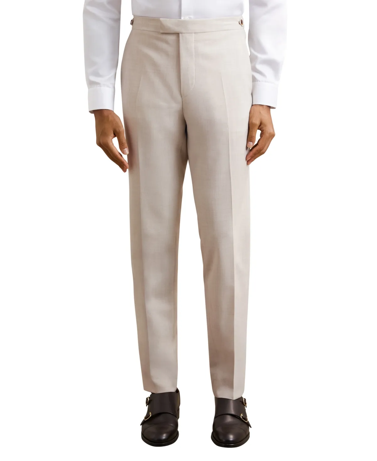 Belmont Wool-Blend Flat-Front Side-Adjuster Suit Pants - Stone by Reiss