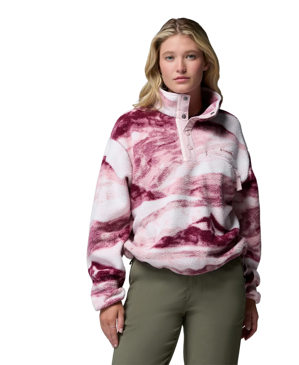 Helvetia II Printed Cropped Half-Snap Fleece