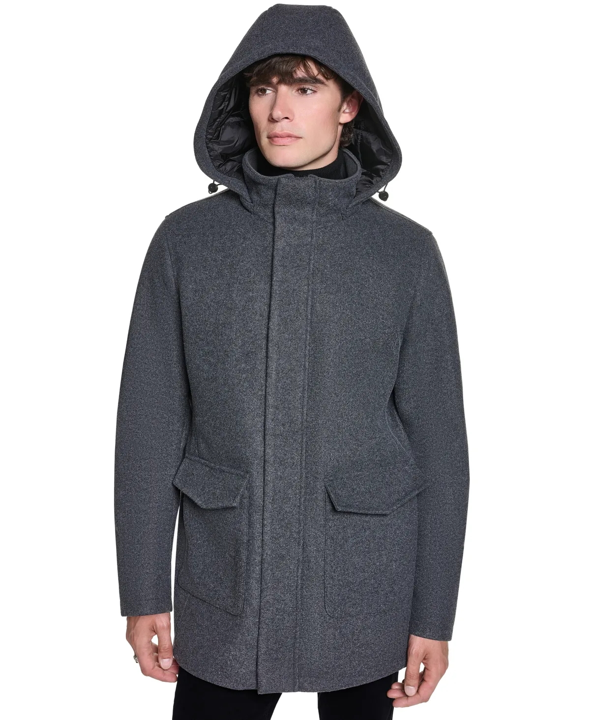 Paris Patch Pockets Stadium Hooded Coat
