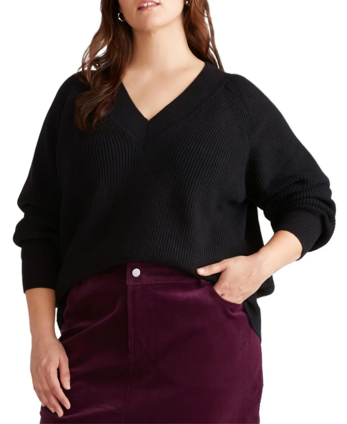 Tori Chunky-Knit Relaxed V-Neck Sweater by Universal Standard