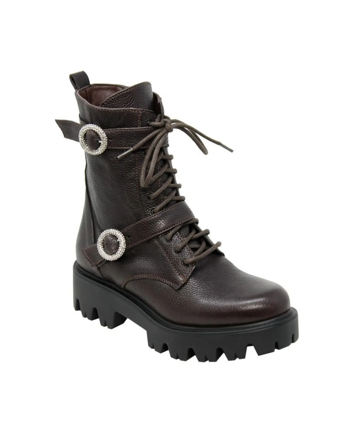 Hacker Lug-Sole Lace-Up Round-Toe Booties by Charles David