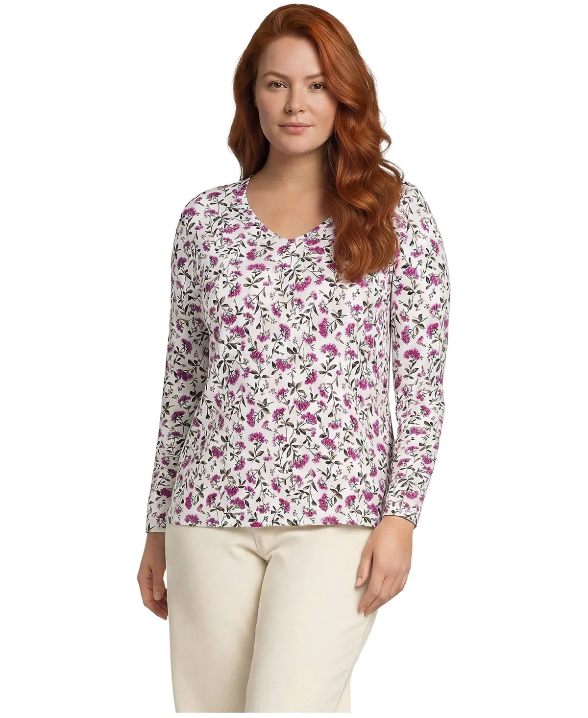 Relaxed Supima Cotton Long Sleeve V-Neck T-Shirt