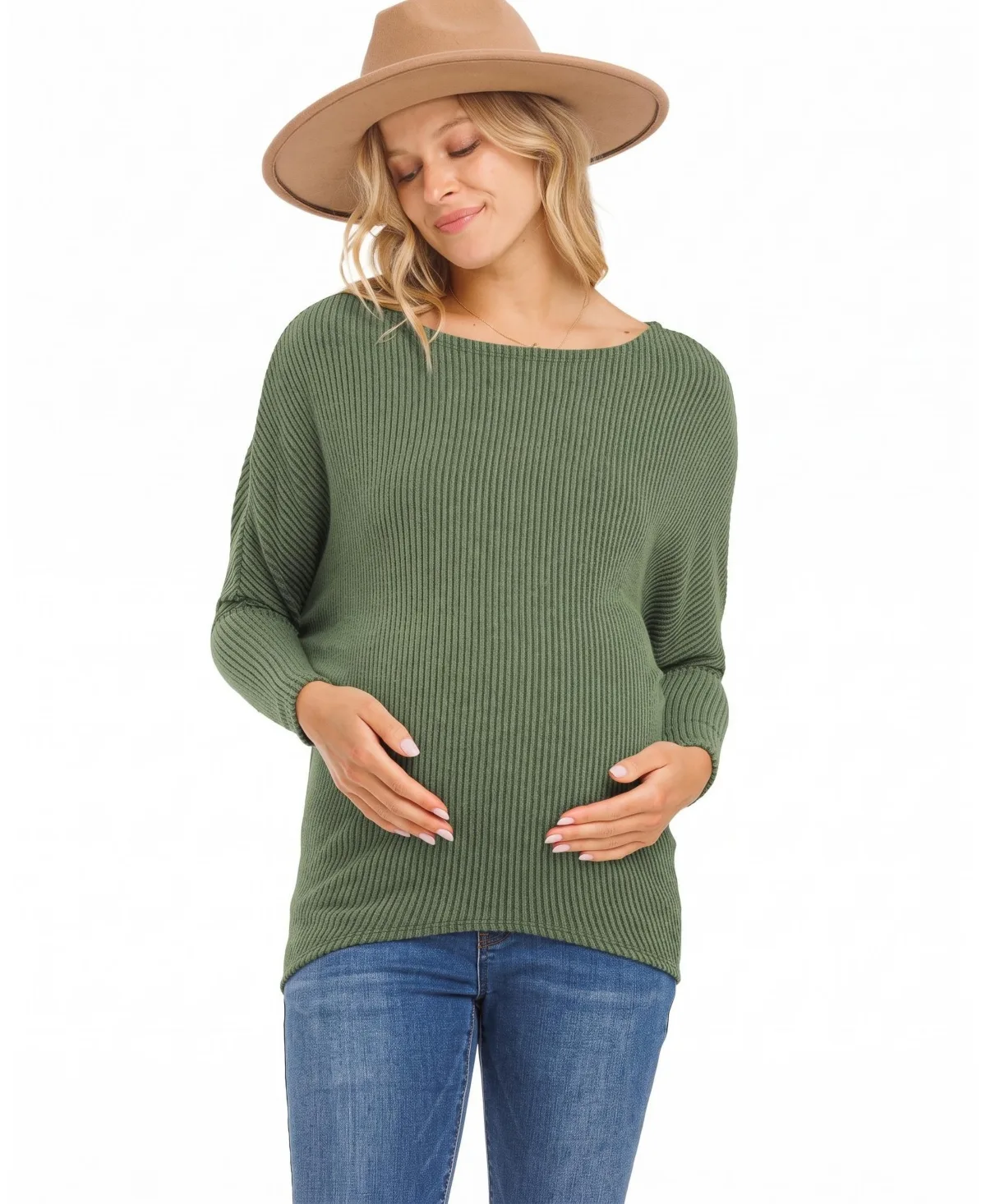 Rib-Knit Boat-Neck Dropped-Shoulder Top by Hello Miz