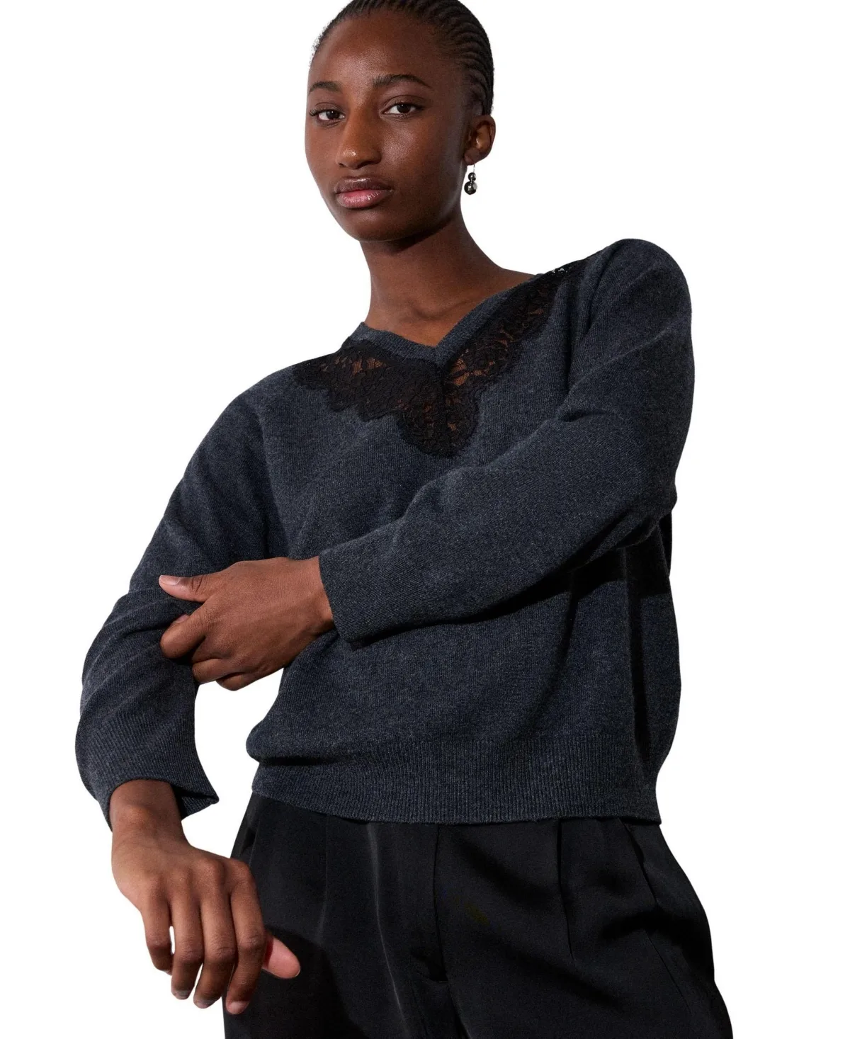 Lace-Trim Wool-Blend Sweater by Whistles
