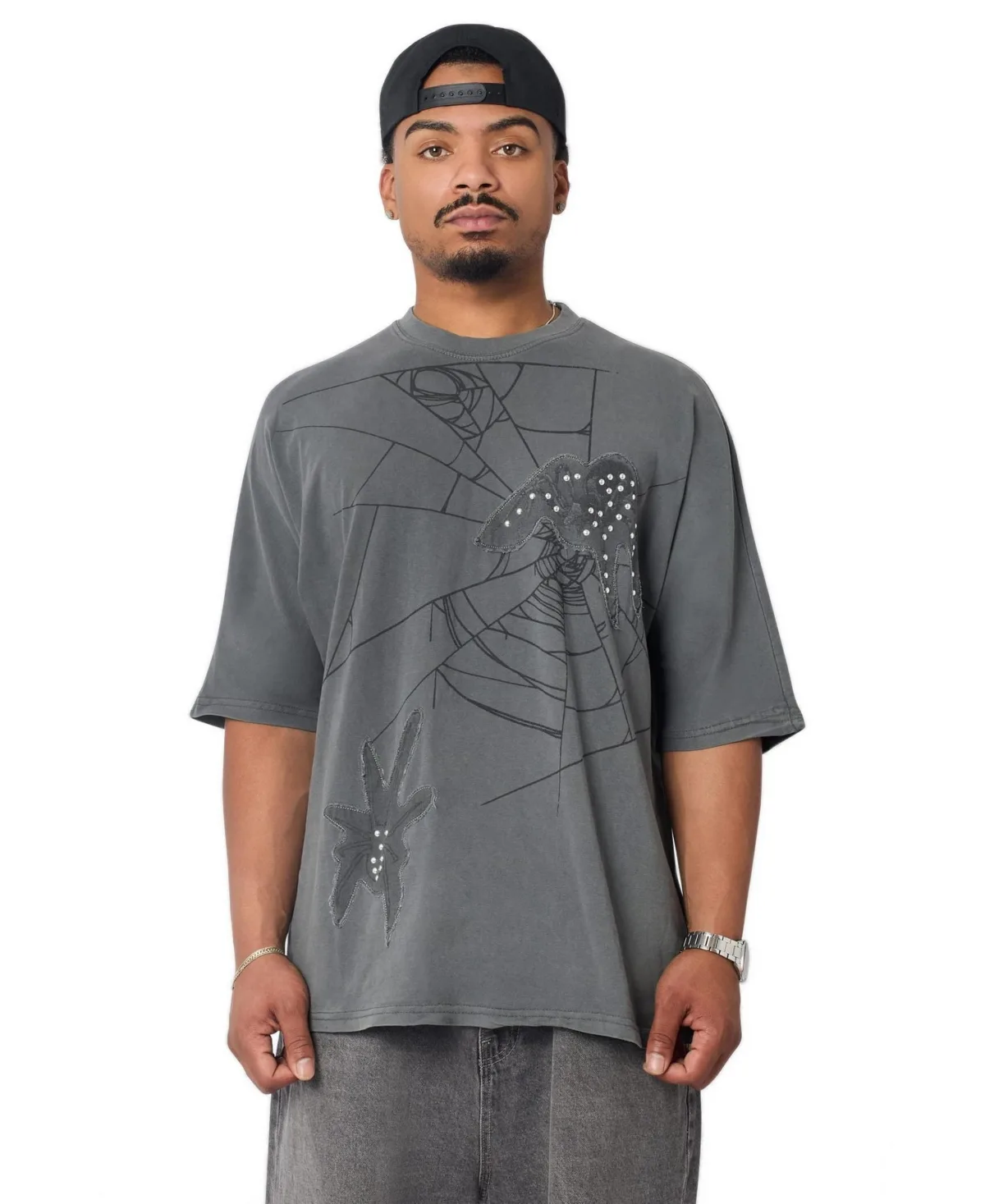 Toxic Spiderwebs Applique Short Sleeve Tee by Reason