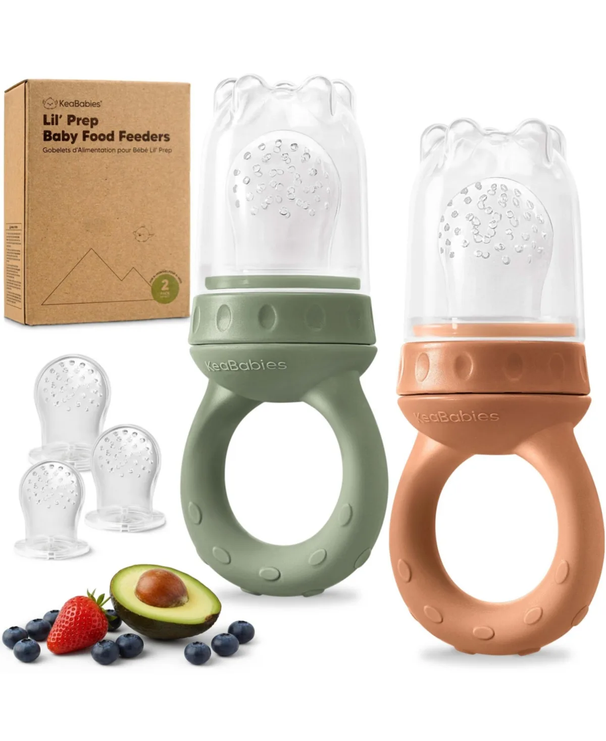 2-Pack Prep Baby Food Feeder, Bpa-Free Silicone Baby Fruit Feeder for Teething, Blw Feeding Essentials by Keababies