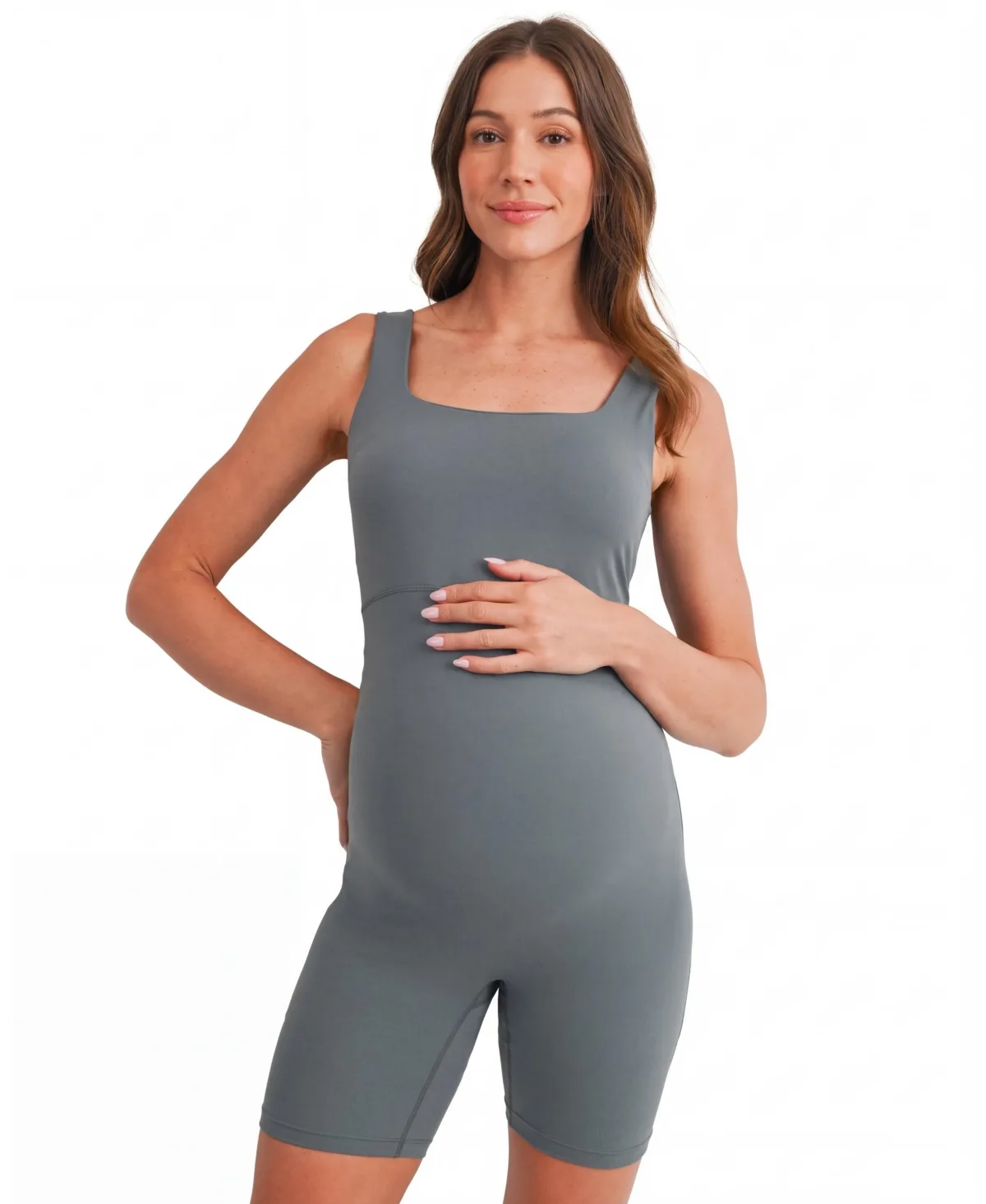 Maternity Square Neck Sleeveless Romper by Hello Miz