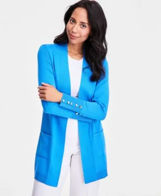 Button Sleeve Flyaway Cardigan by JM Collection