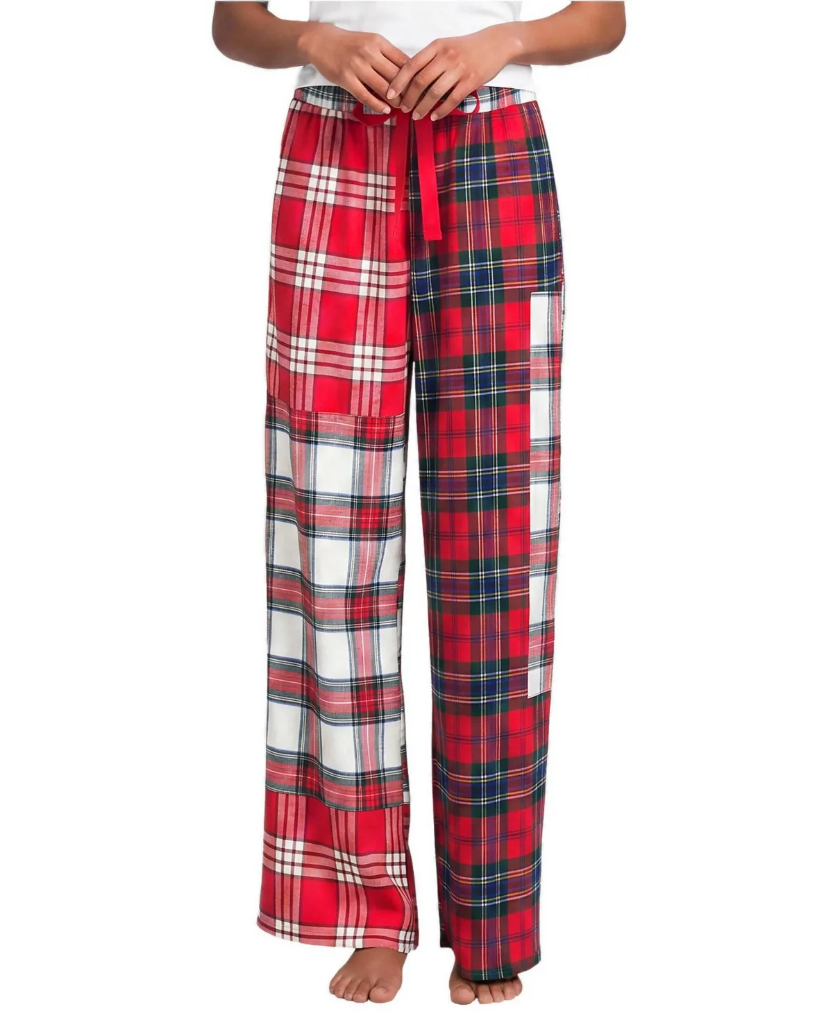 Flannel Patchwork Wide Leg Sleep Pants by Lands' End