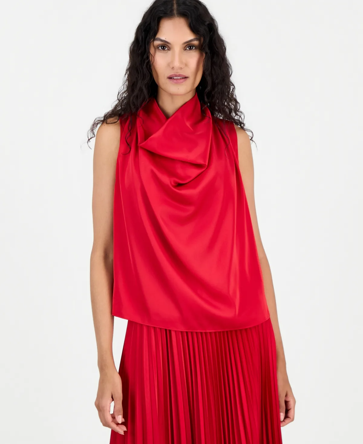 Sleeveless Satin Cowl Neck Blouse by Tahari
