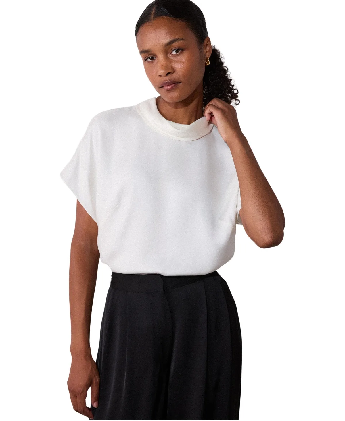 Funnel Neck Short-Sleeve Blouse by Whistles