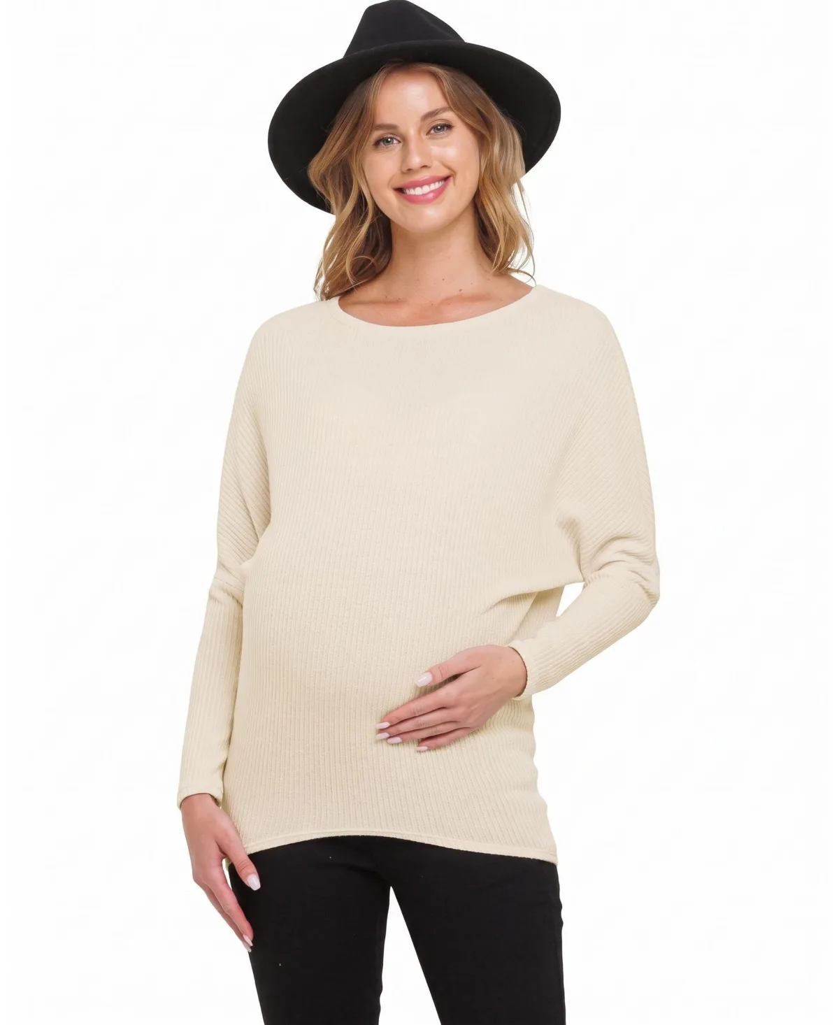 Rib-Knit Boat-Neck Dropped-Shoulder Top