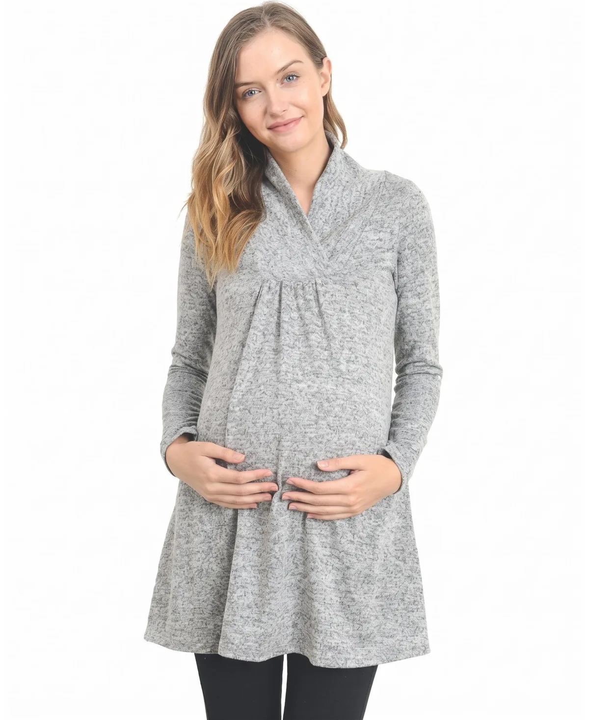 Shawl-Collar Long-Sleeve Loose-Fit Rayon-Blend Sweater by Hello Miz