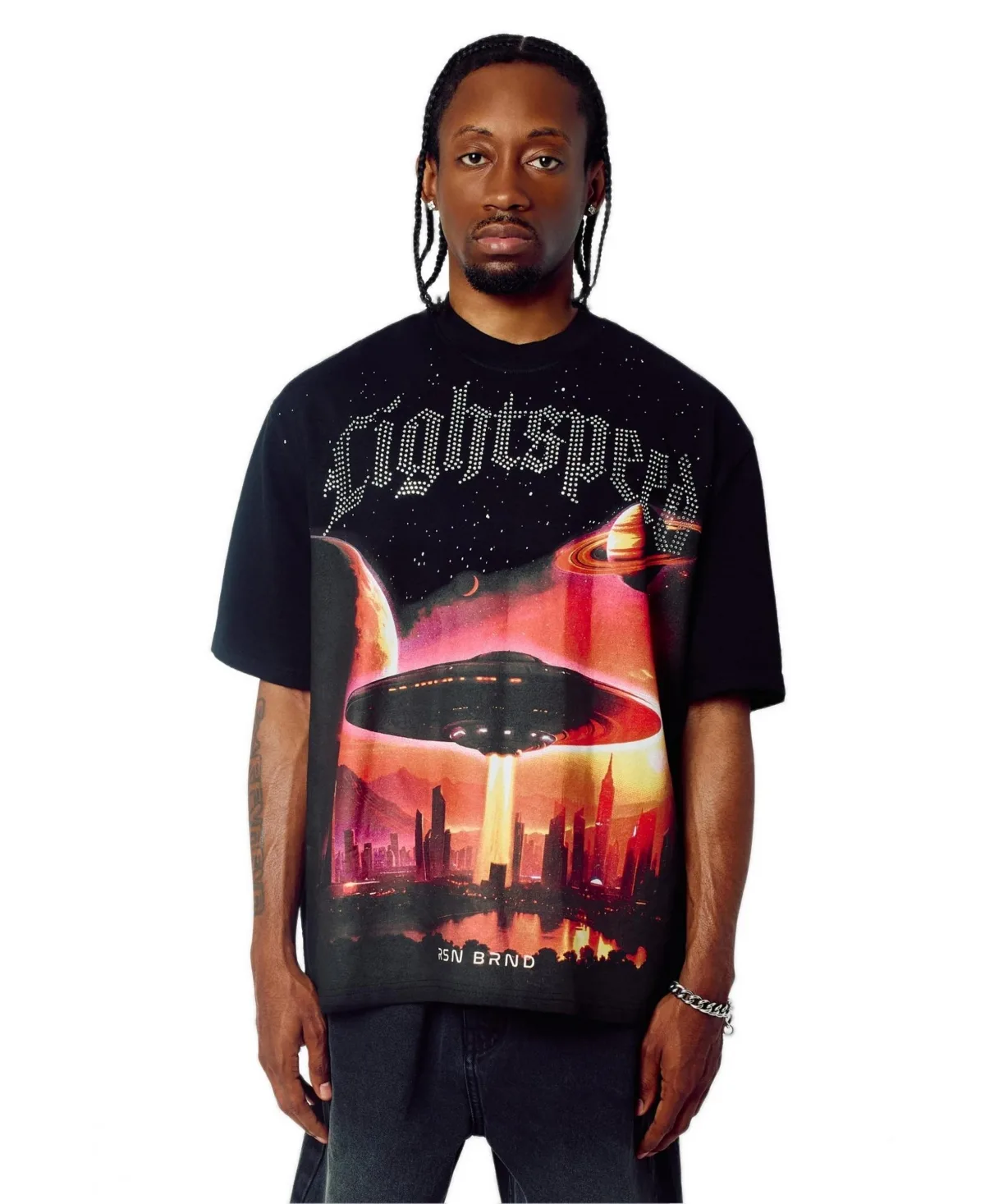 Lightspeed Rhinestone Graphic T-Shirt by Reason