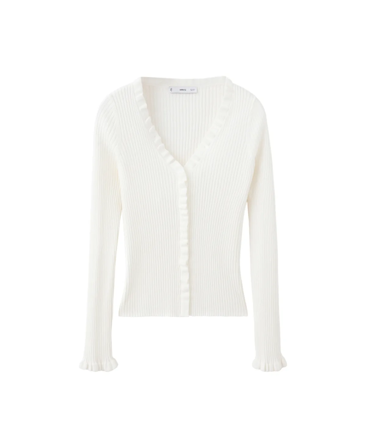 Ribbed Frilled Cardigan by Mango