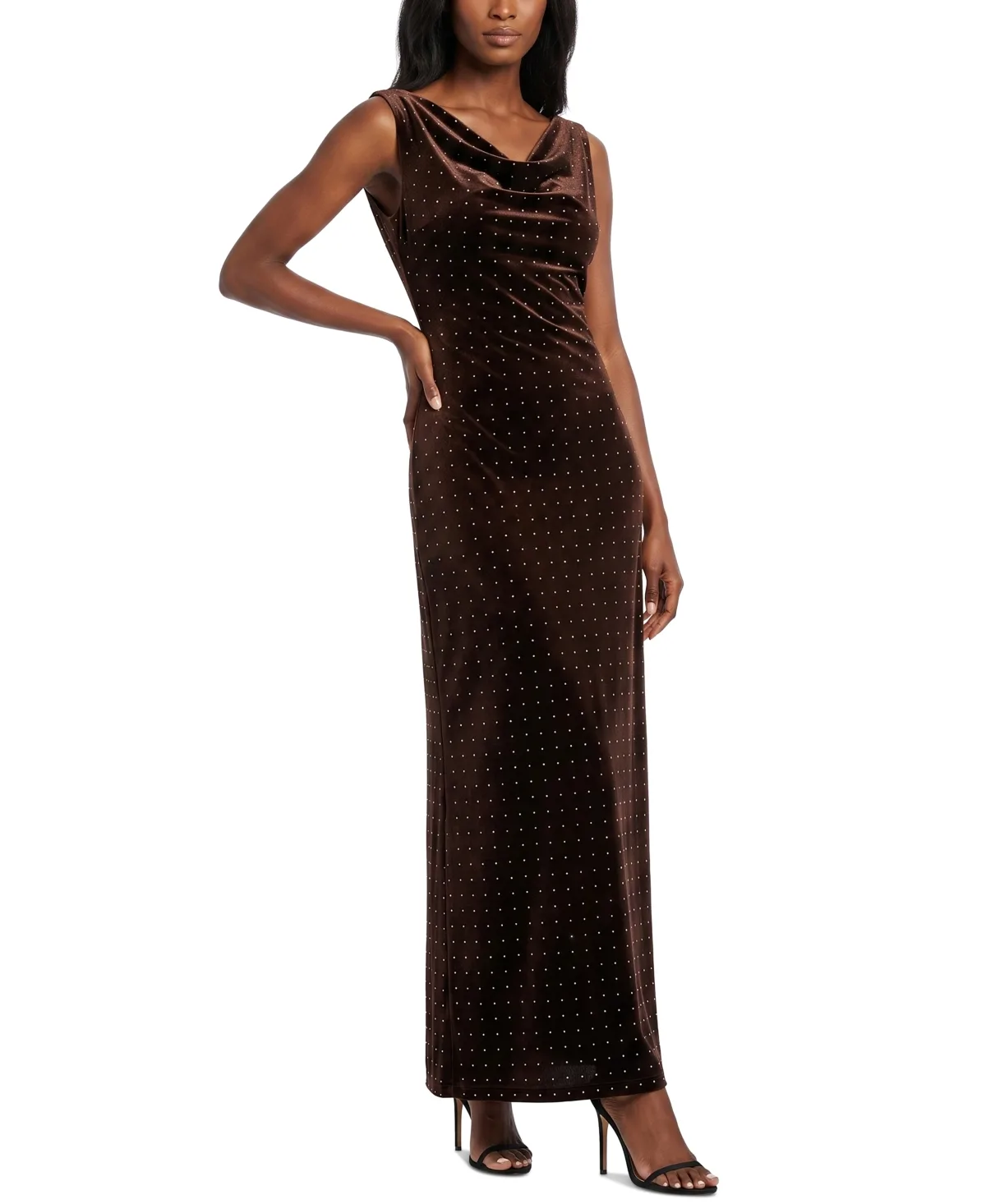 Sleeveless Velvet Cowl Neck Dress by Taylor