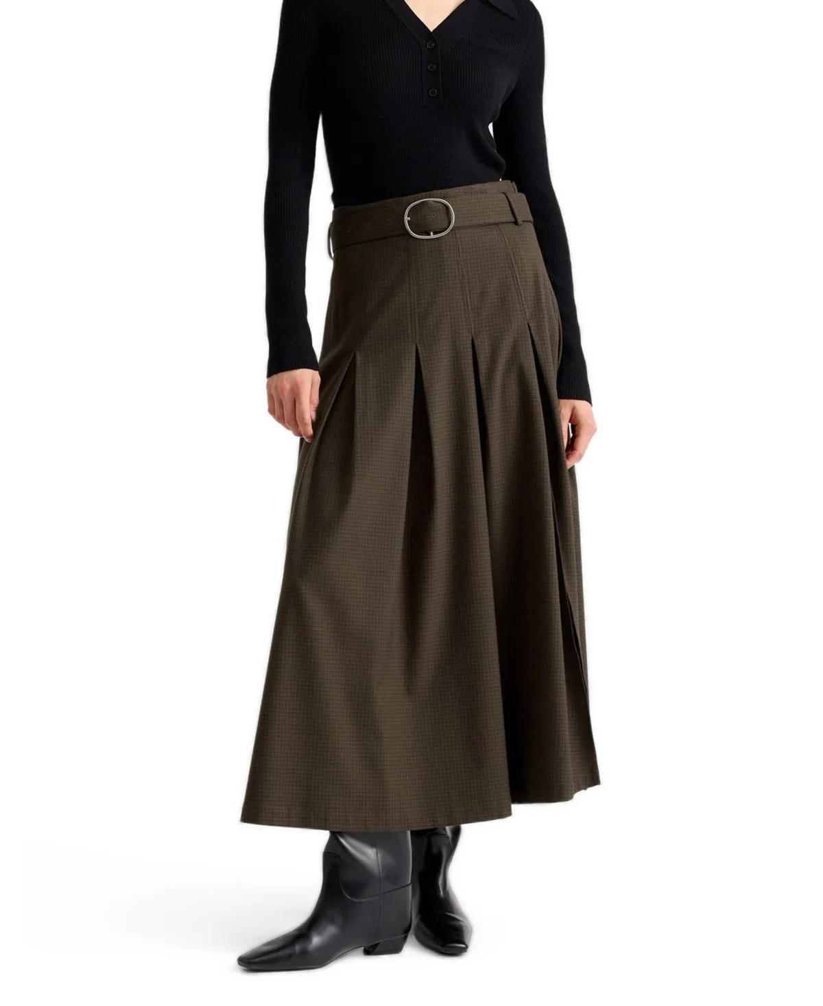 Mini Checked Belted Skirt by Albaray