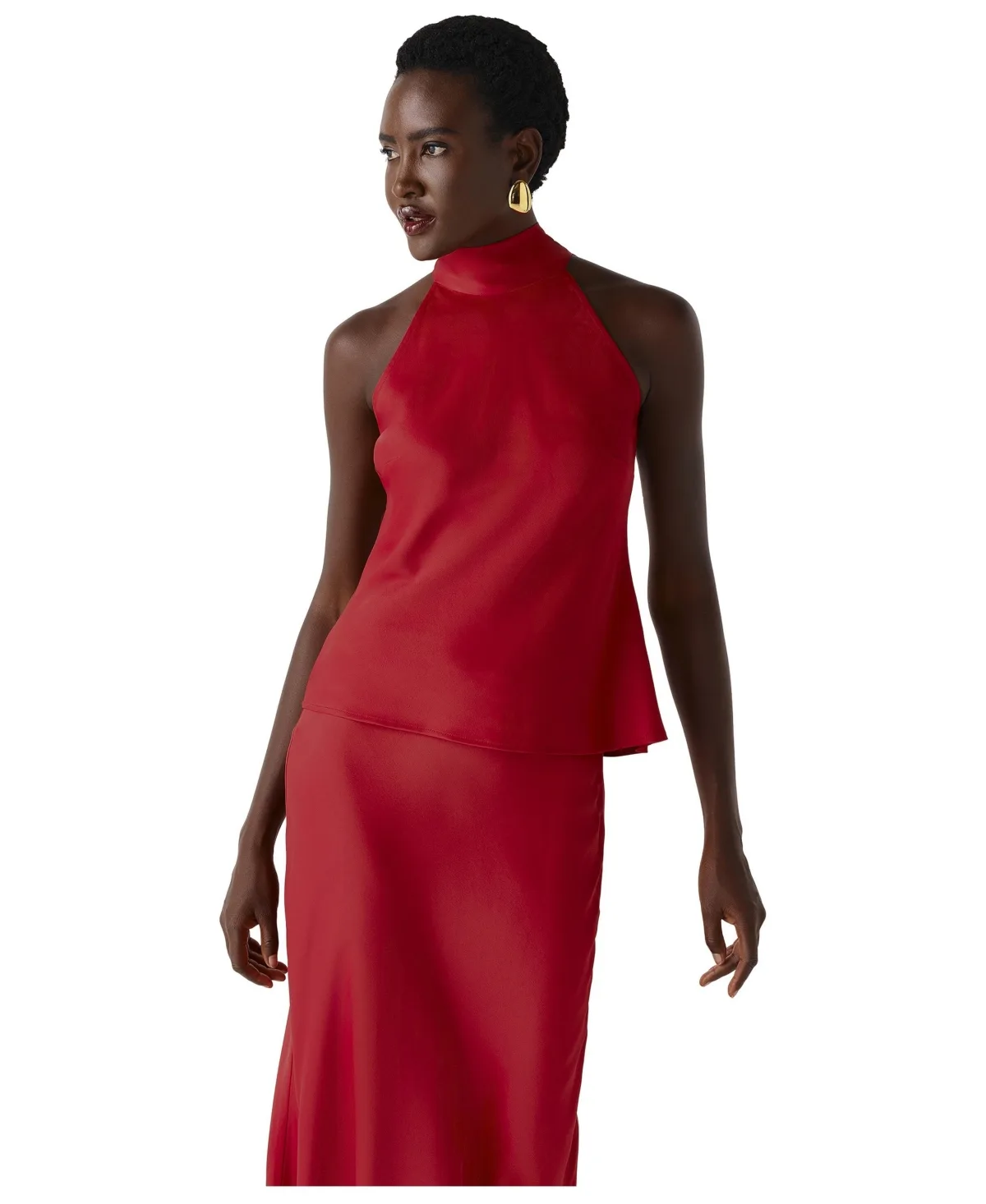 Reese High Neck Satin Top by Ghost London
