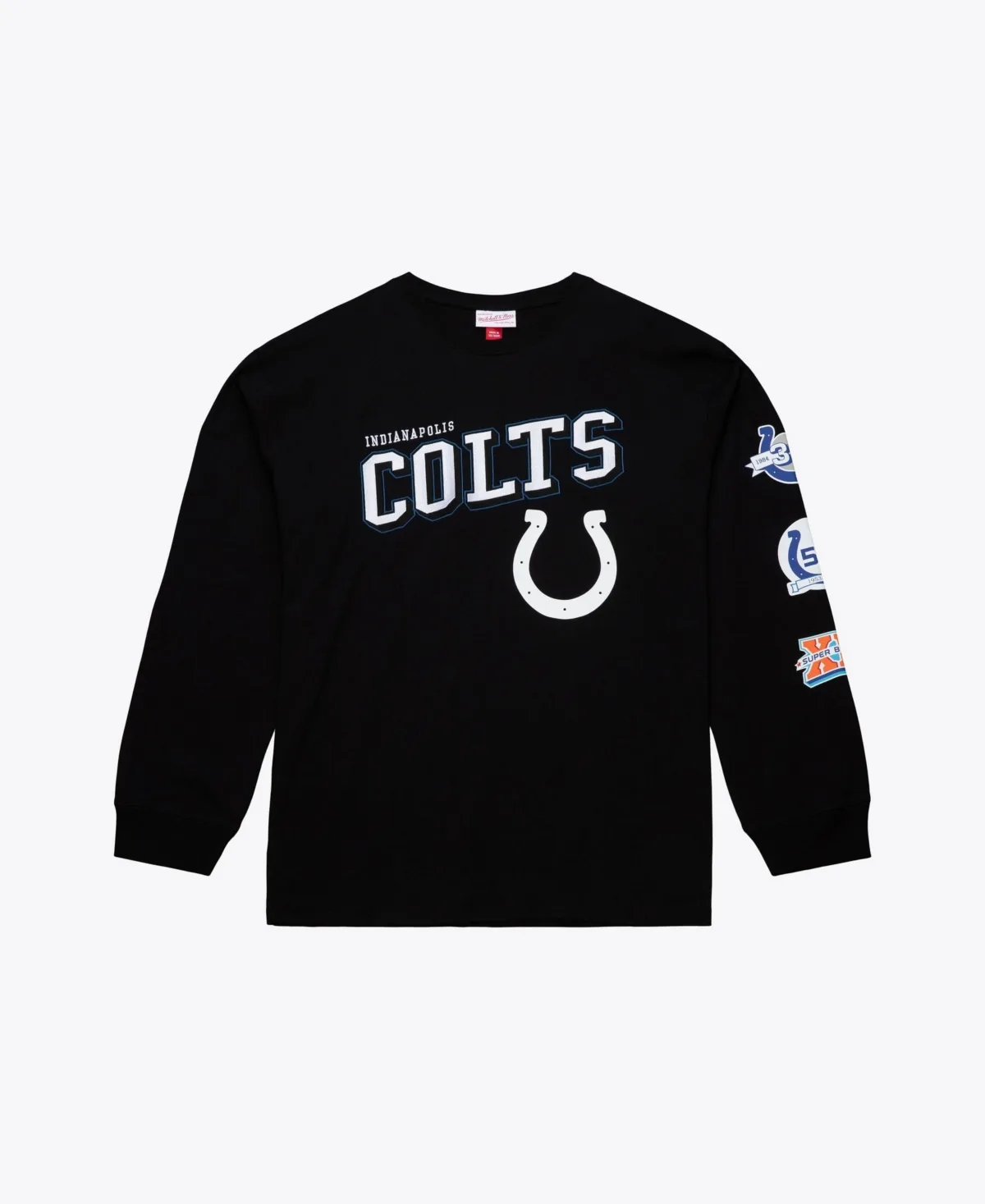 Indianapolis Colts Long-Sleeve Crewneck Screen-Print T-Shirt by Mitchell & Ness