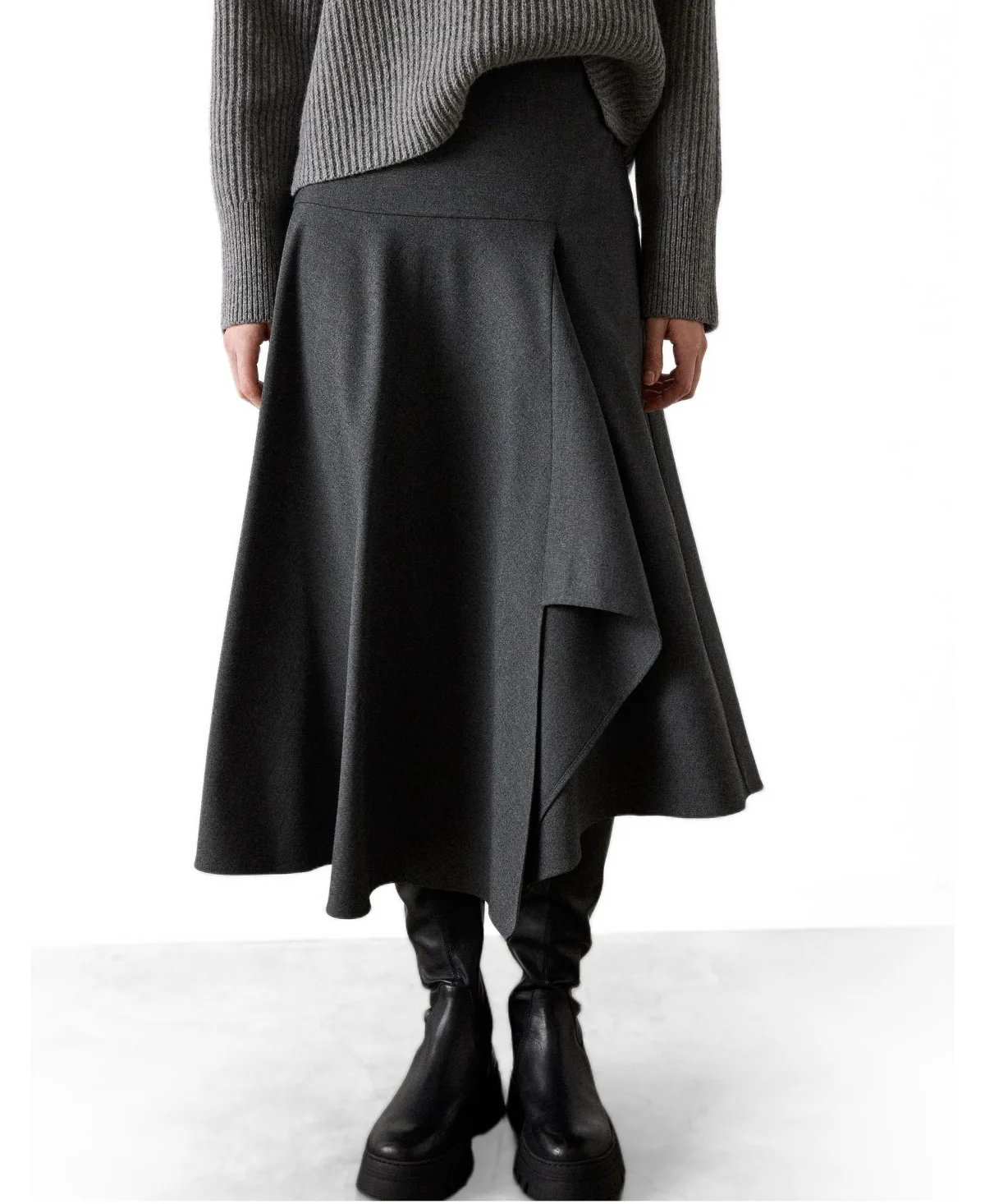 Draped Asymmetric Midi Skirt by Whistles