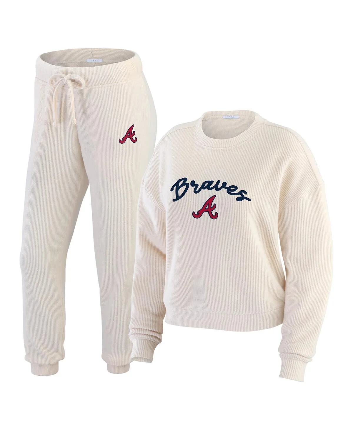 Atlanta Braves Rib-Knit Long Sleeve T-Shirt Pants Lounge Set by Wear by Erin Andrews