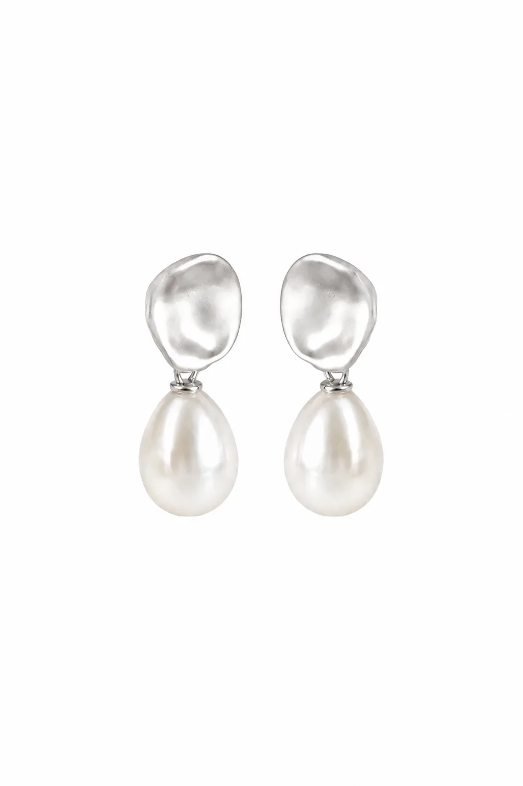 Imitation Pearl Sculptural Bridal Clip-On Drop Earrings by Ab Ellie