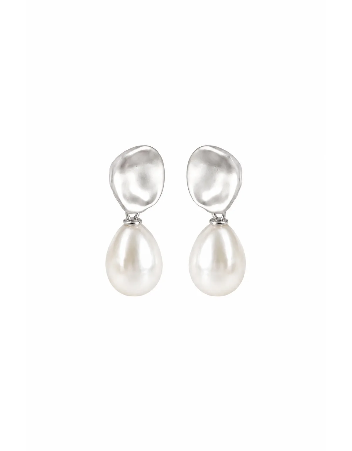 Imitation Pearl Sculptural Bridal Clip-On Drop Earrings