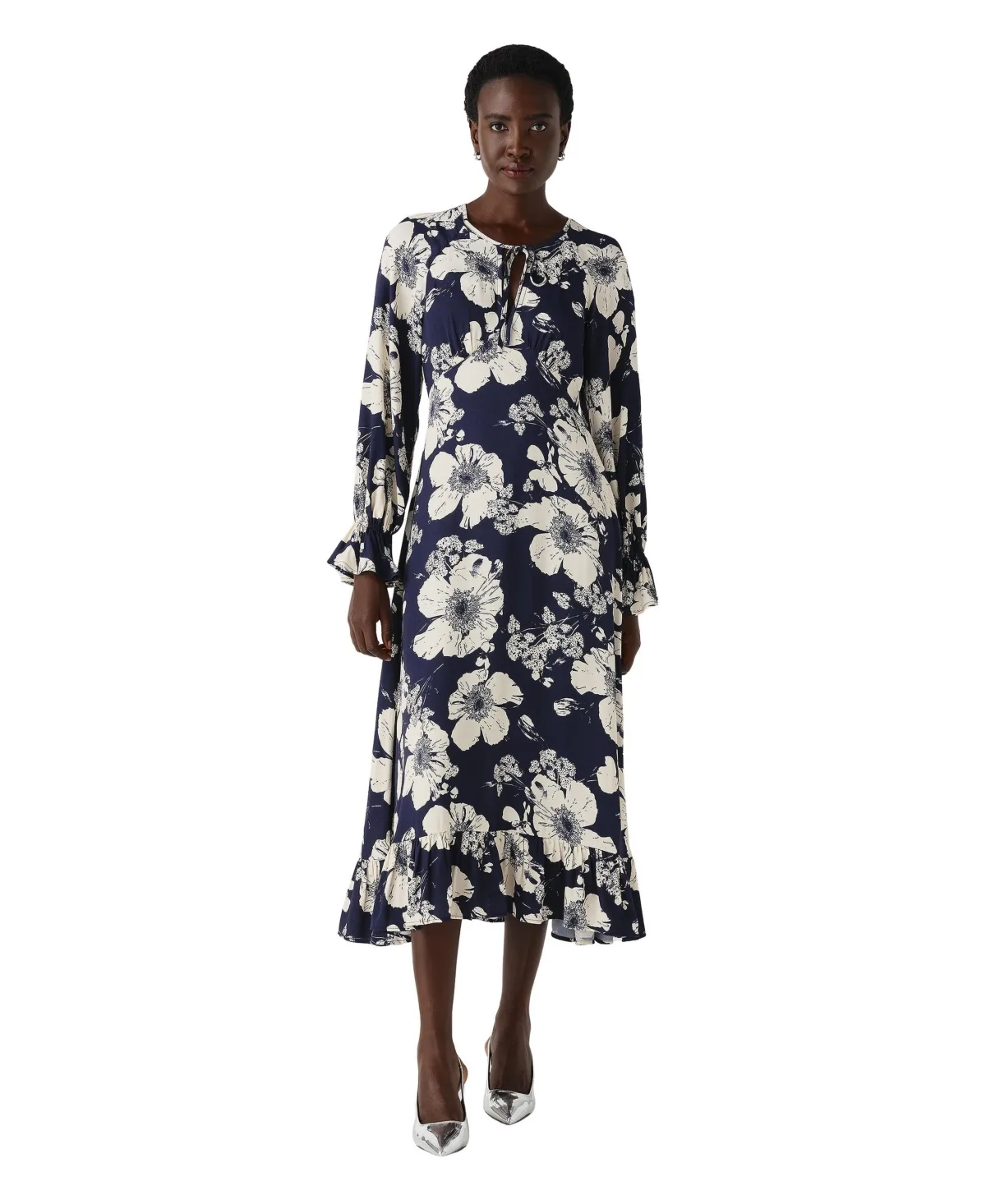 Georgie Tie Neck Crepe Midi Dress by Ghost London