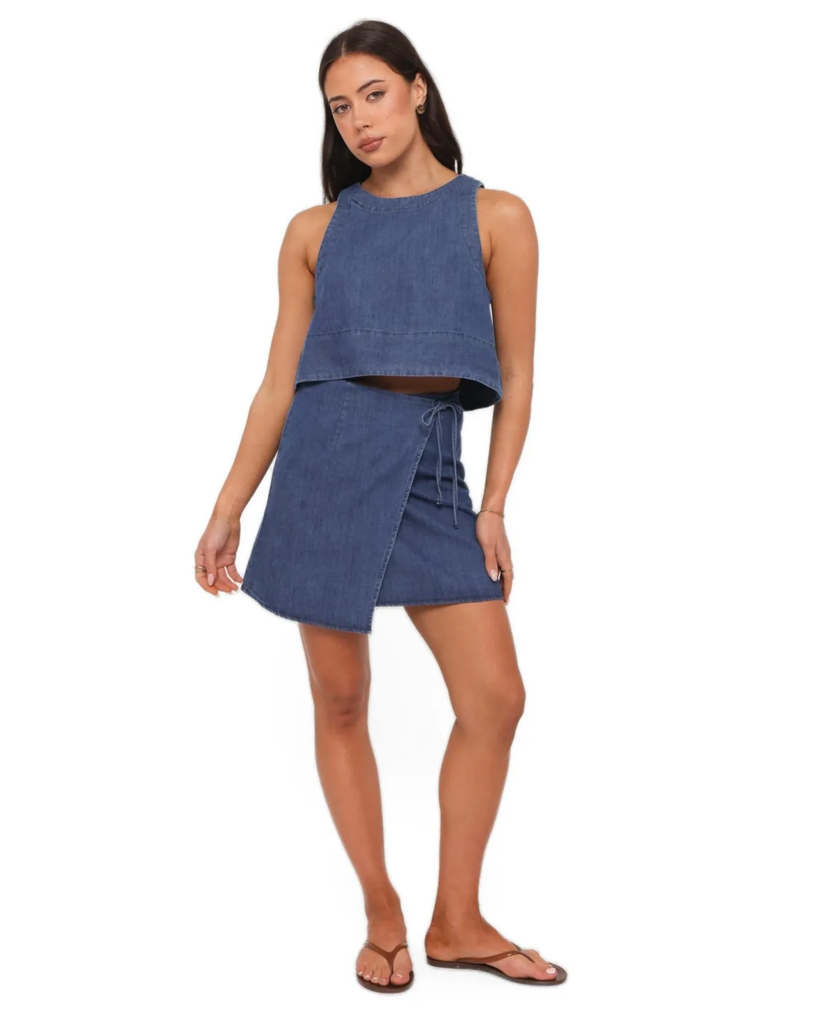 Siena High-Waisted Wrap Mini Denim Skirt by Petal and Pup