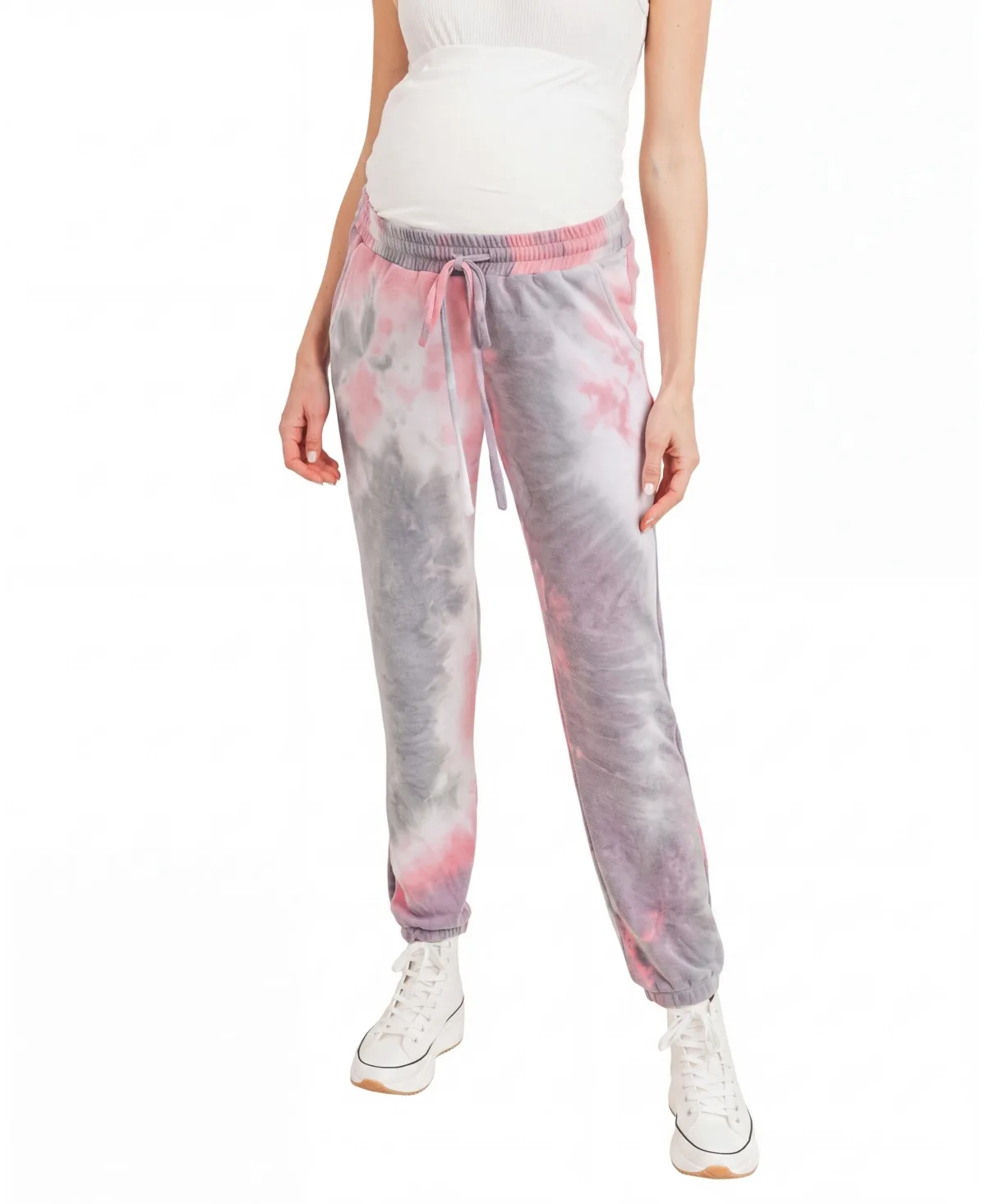 Maternity Tie-Dye Brushed Terry Pull-On Jogger Pants by Hello Miz