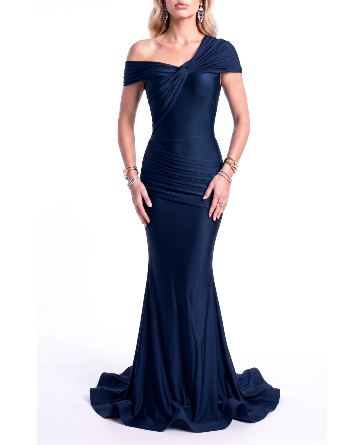 One Shoulder Twist Ruched Mermaid Evening Gown