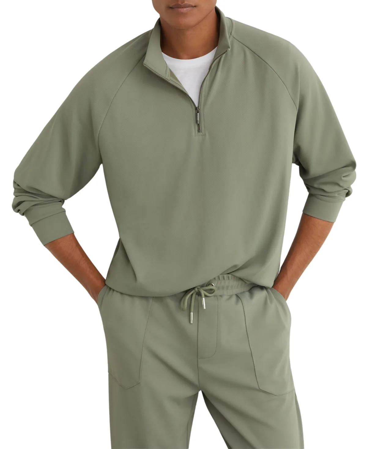 Eytan Half-Zip Raglan-Sleeve Stretch-Twill Sweatshirt by Reiss