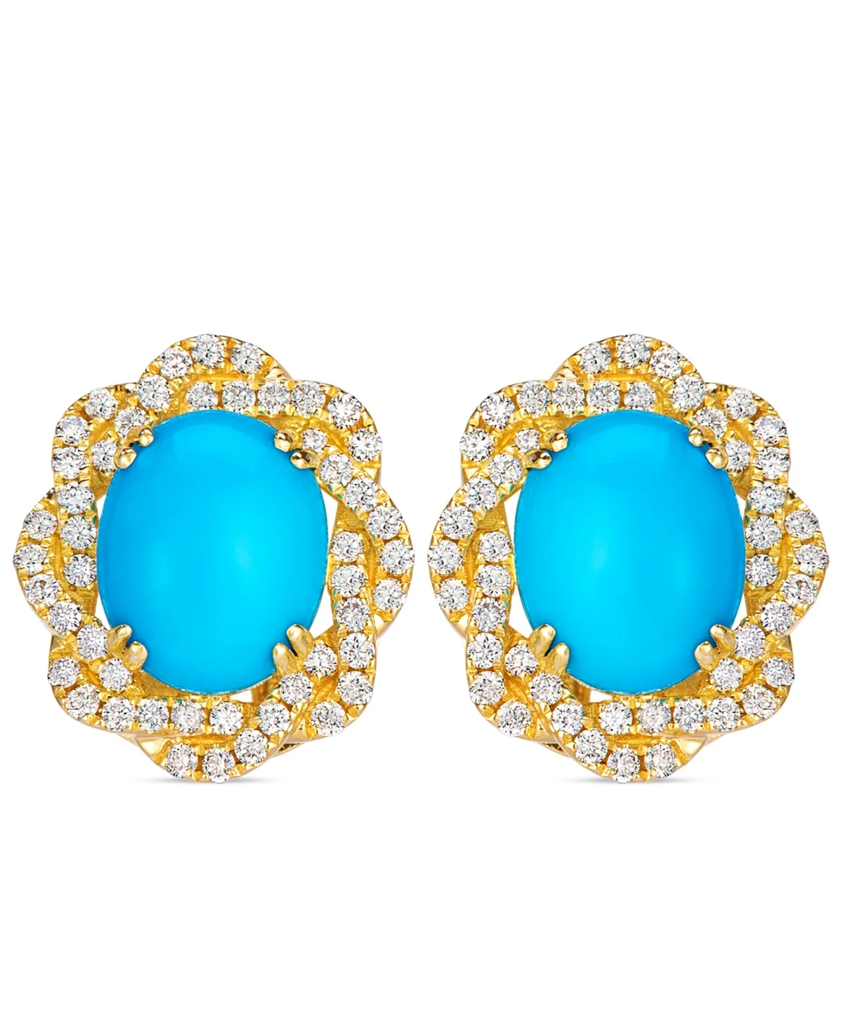 Turquoise & Diamond Stud Earrings (0.70 ct. t.w.) in 14k Yellow Gold by Le Vian