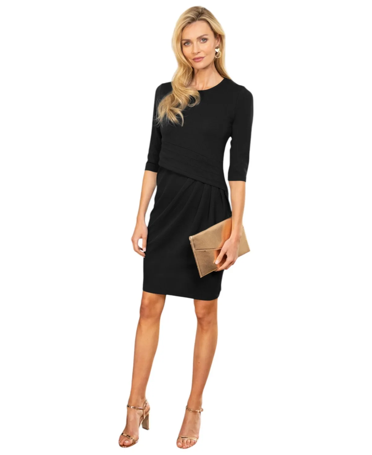 Pleat Waist Dress with 3/4 Sleeves by Hotsquash London