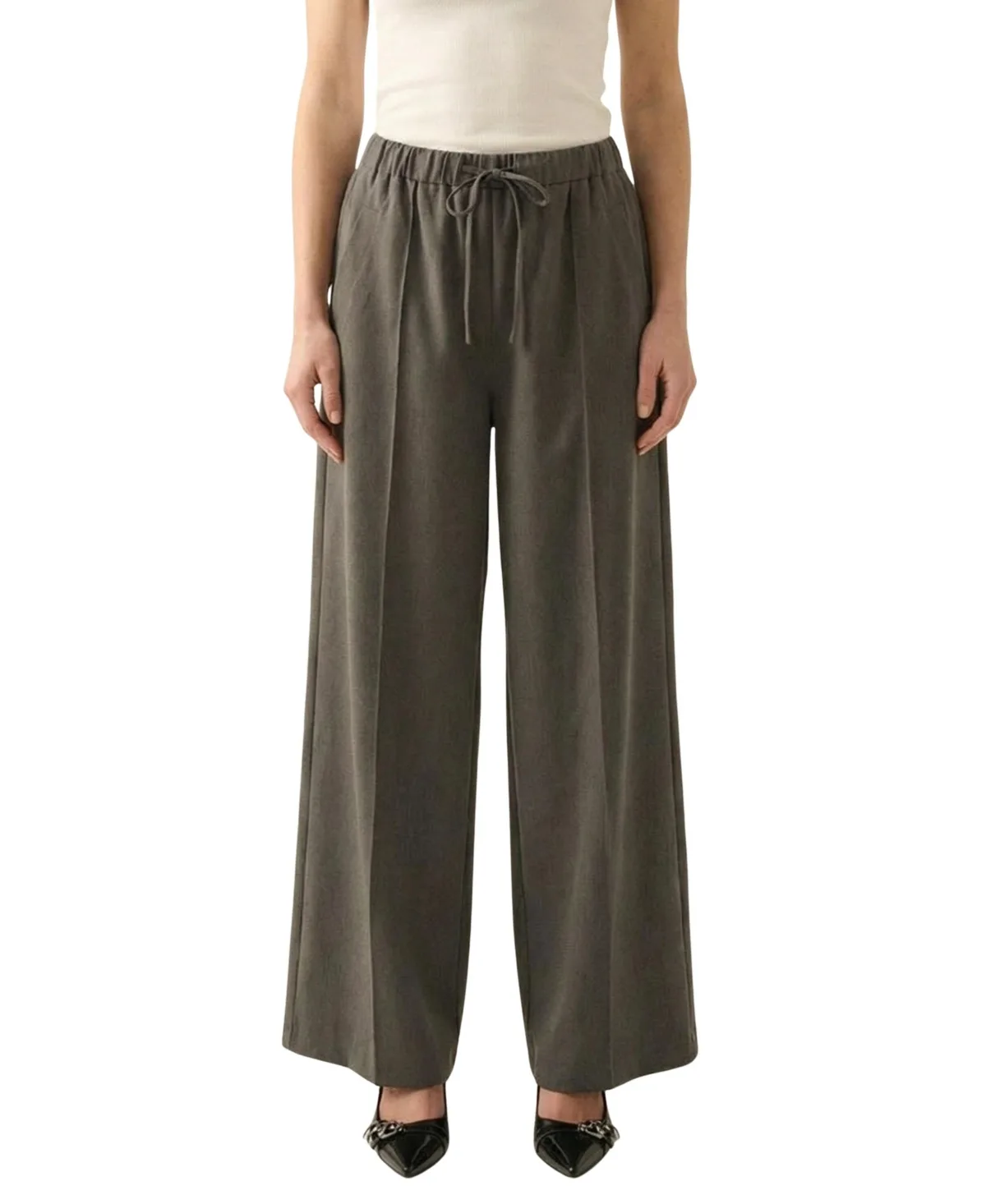 High-Rise Drawstring Wide-Leg Pants by Modenaire