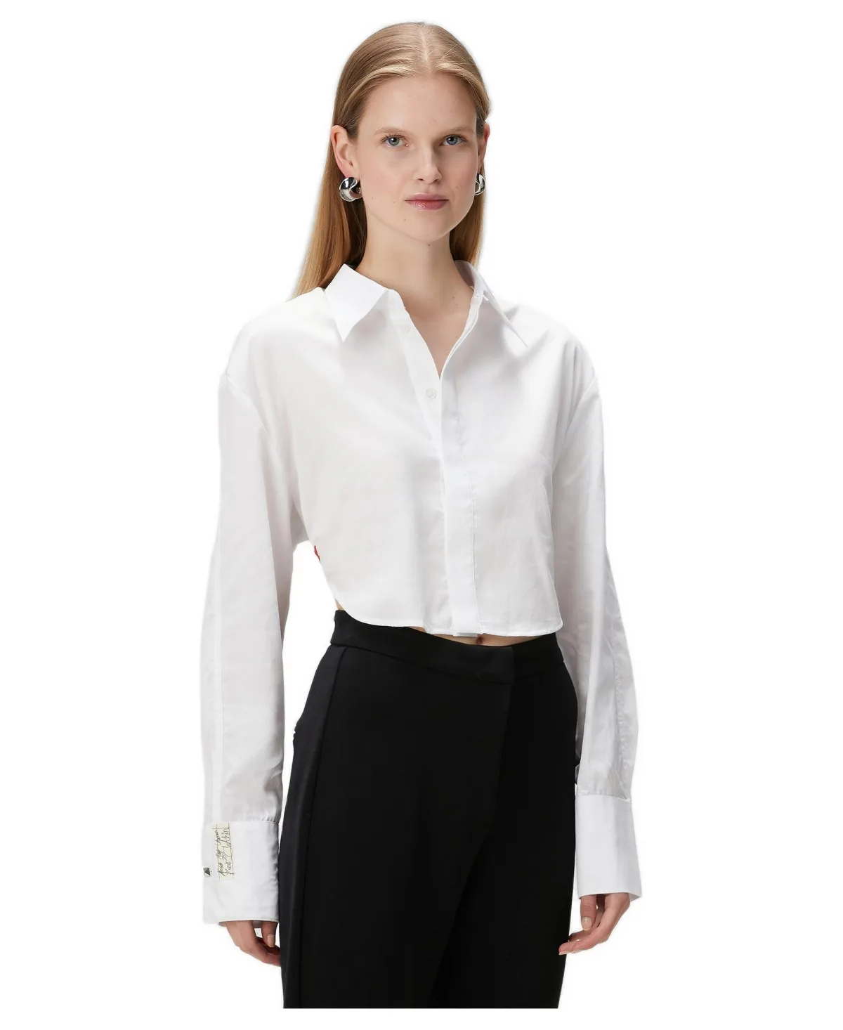 Long-Sleeve Adjustable Tie-Back Crop Top by Pcfg