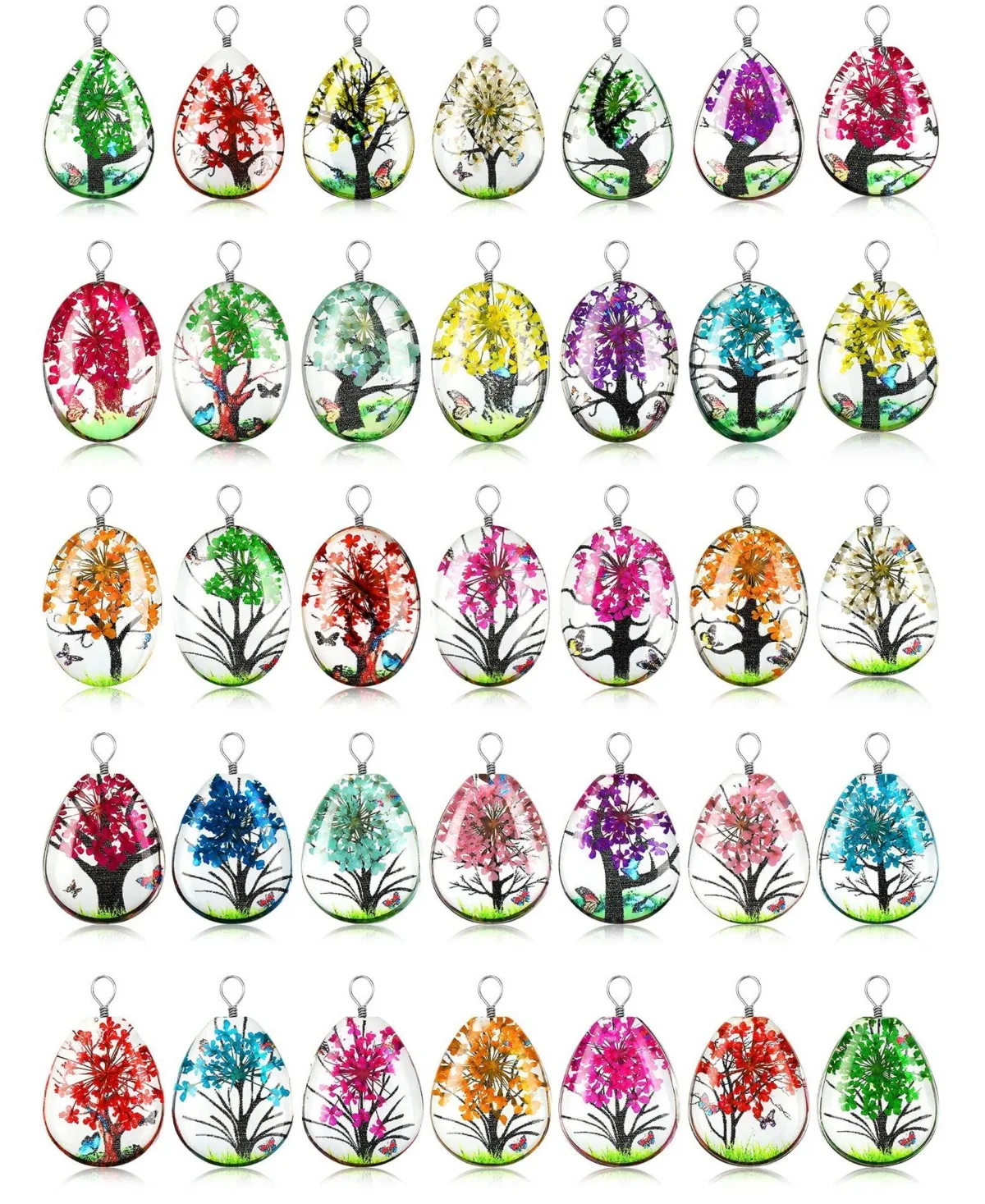 36 Pack Dried Flower Resin Tree Charms for Diy Jewelry Crafts by Aeelike