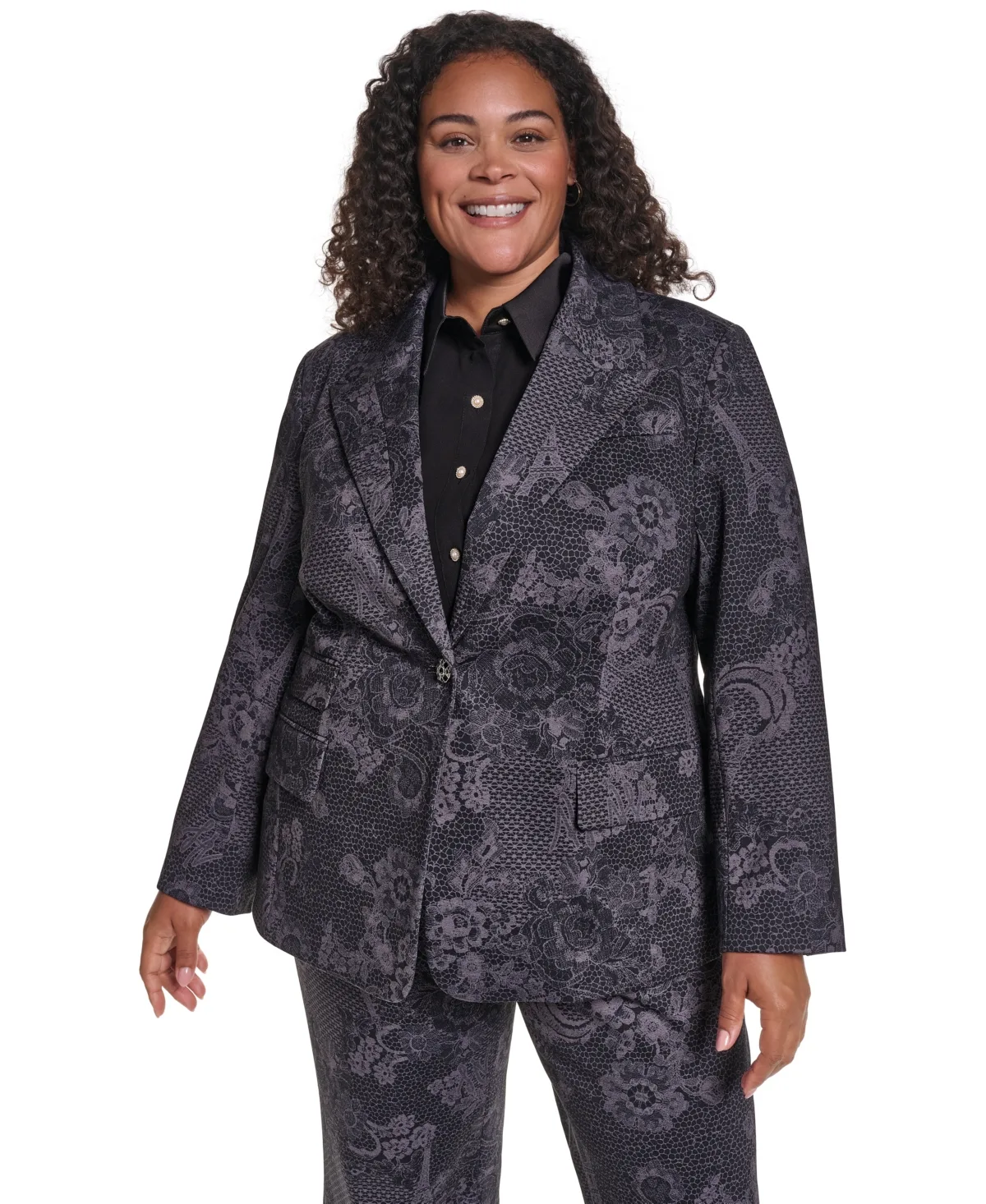 KL671 Floral-Print Jacquard Blazer by Karl Lagerfeld