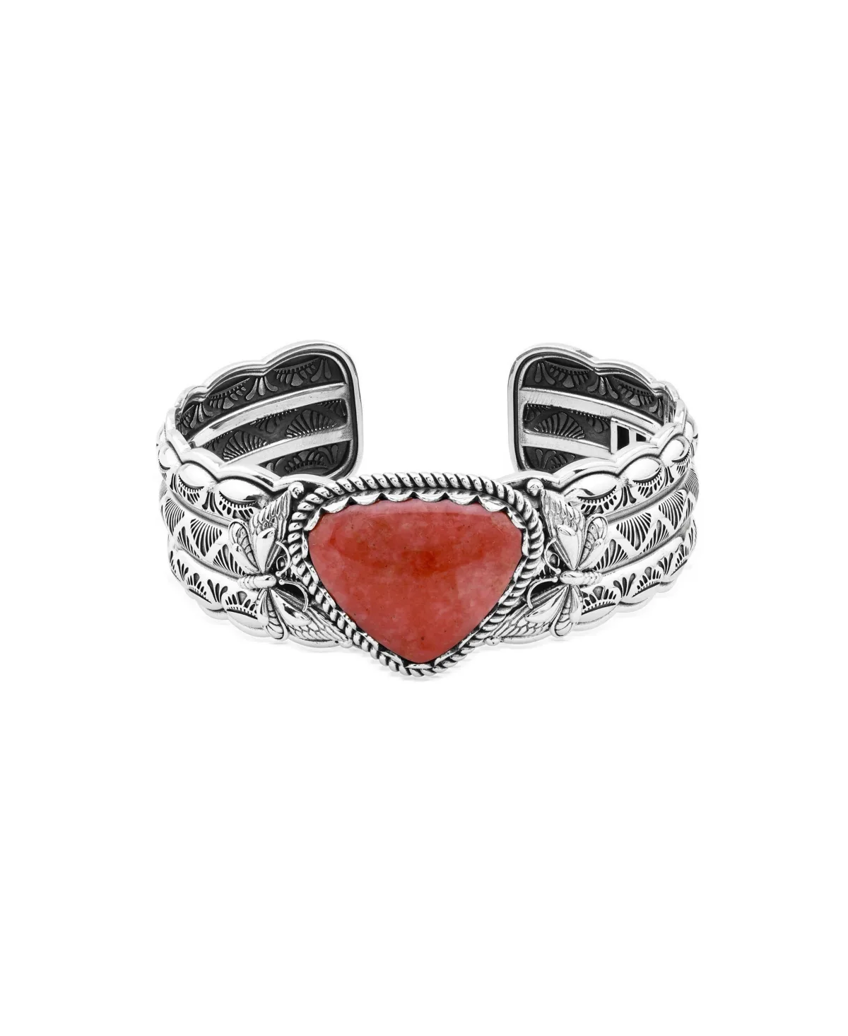 Sterling Silver Rhodonite Butterfly Hinged Cuff by American West Jewelry