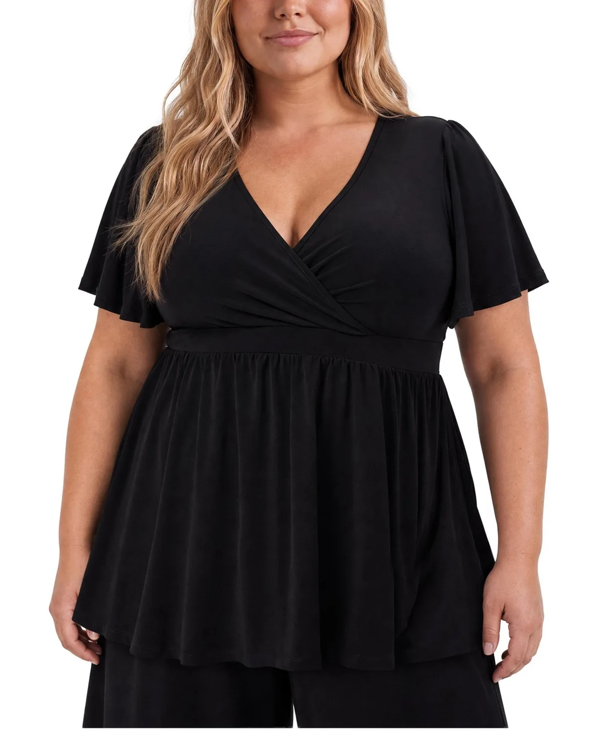 Flutter Sleeve Surplice Babydoll Top by Torrid