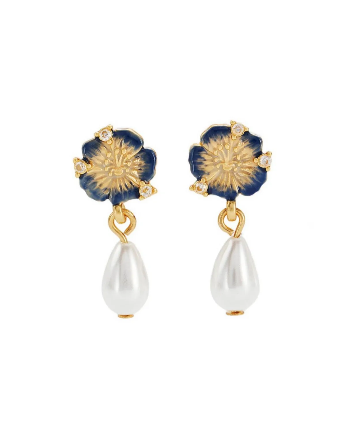 Larkspur and Pearl Drop Earrings by Fable England