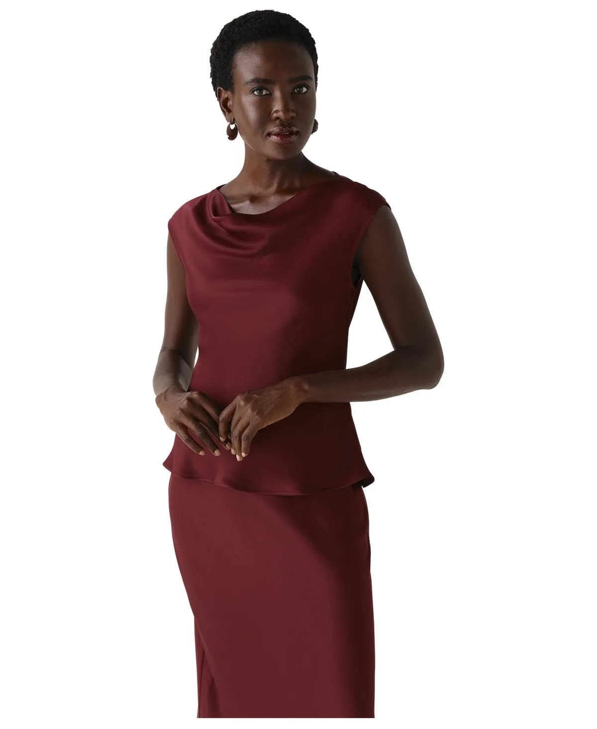 Aila Satin Cowl Neck Top by Ghost London