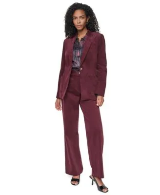 Stretch Corduroy Tailored Blazer Stretch High Waisted Straight Leg Corduroy Pants