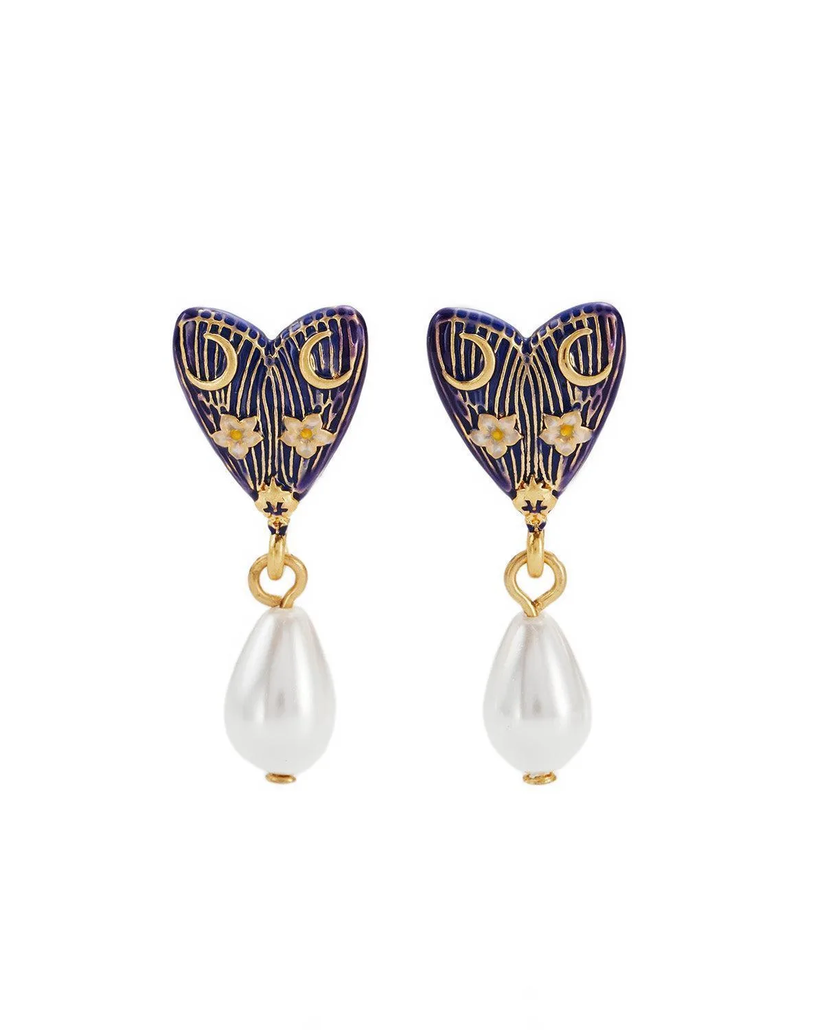 Jasmine Moon Butterfly and Pearl Earrings in Gold by Fable England