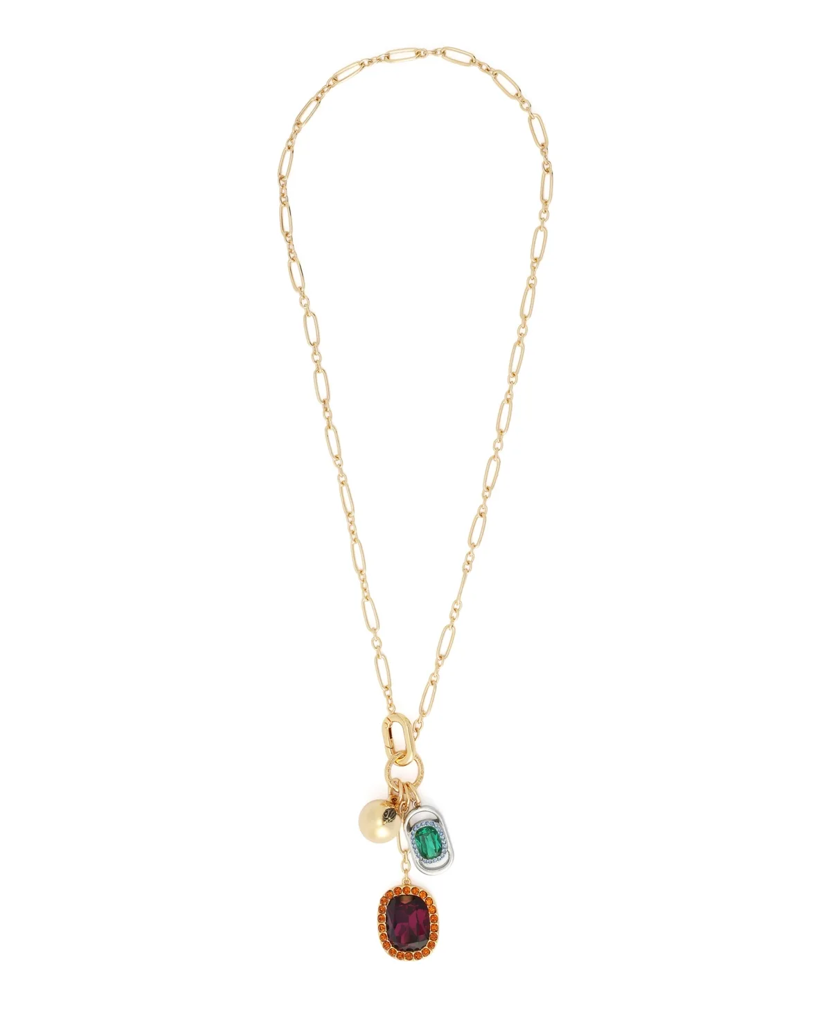 Glass Crystal and Imitation Pearl Two-Tone Charm Necklace by Kurt Geiger