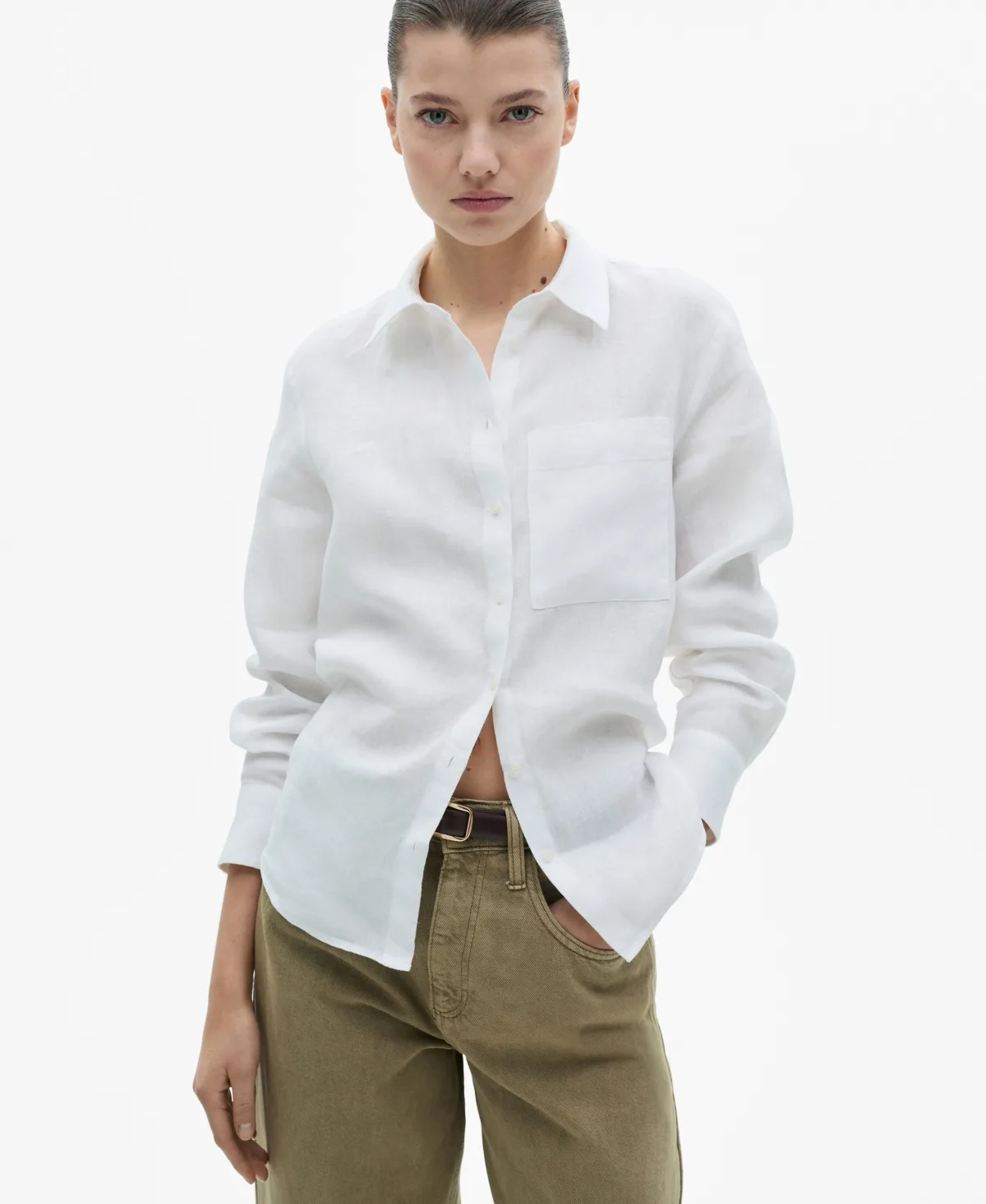 Pocket Linen Shirt by Mango