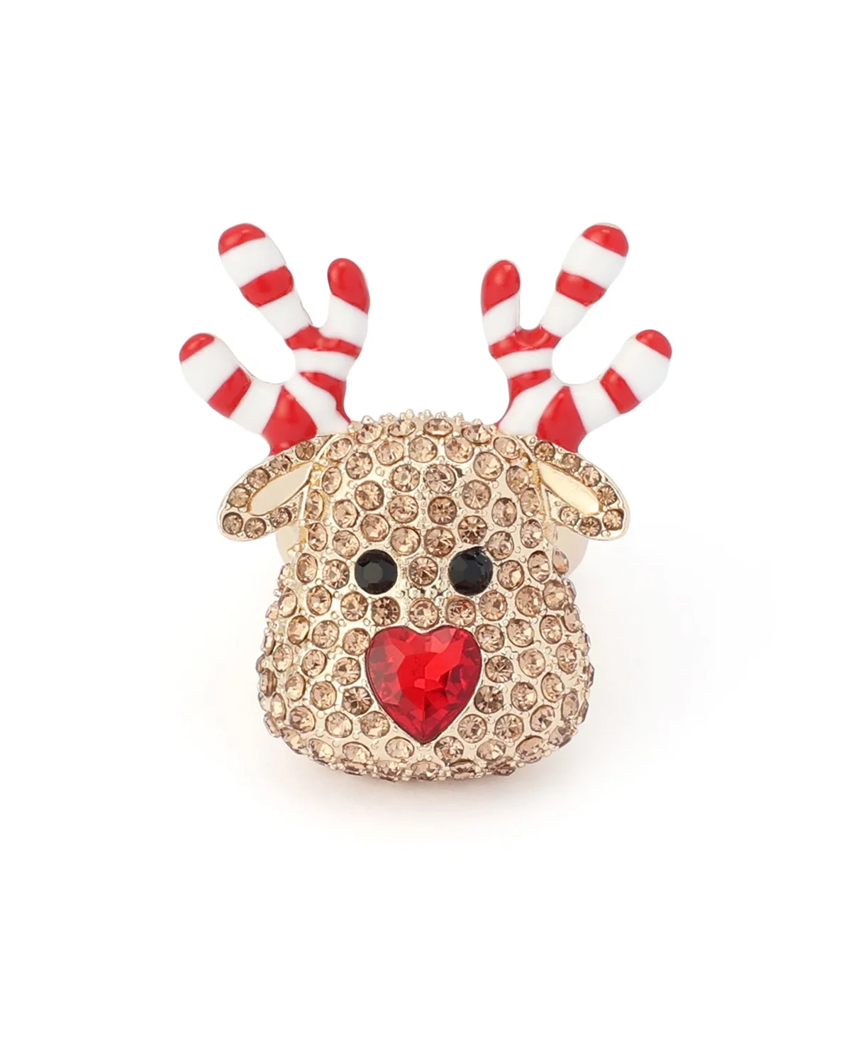 Glass Crystal Gold-Tone Candy Cane Ring by Betsey Johnson
