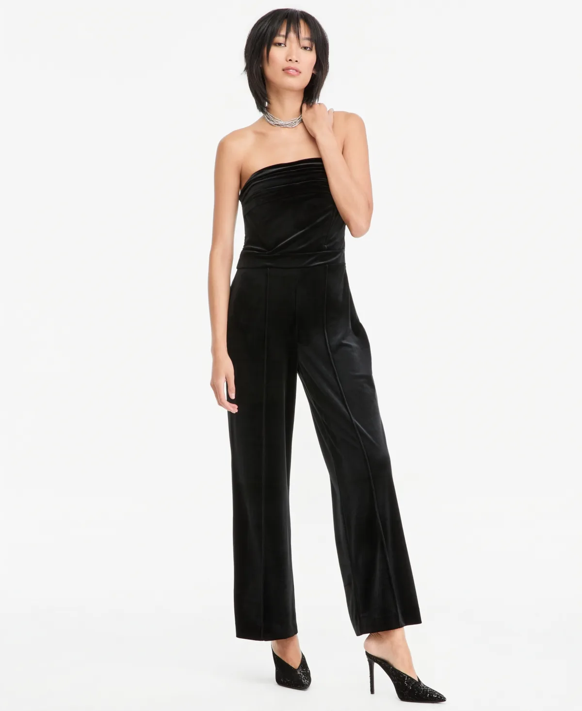 I.n.c. International Concepts Strapless Velvet Wide-Leg Jumpsuit